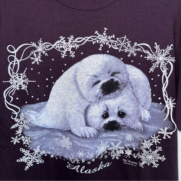 Vtg 90s “Alaska” Baby Seal Tshirt - Picture 2 of 8